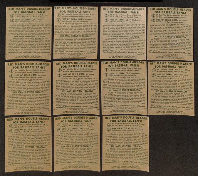 Lot of (23) Different 1952 Red Man Tobacco Cards with Tabs w. Duke Snider